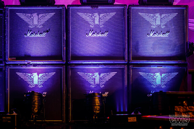 Backline on stage or backstage, drums, guitars, bass, amps, keybords, pedals, …